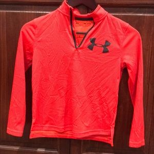 Boys Orange 1/4 Zip Small Under Armour Sweatshirt
